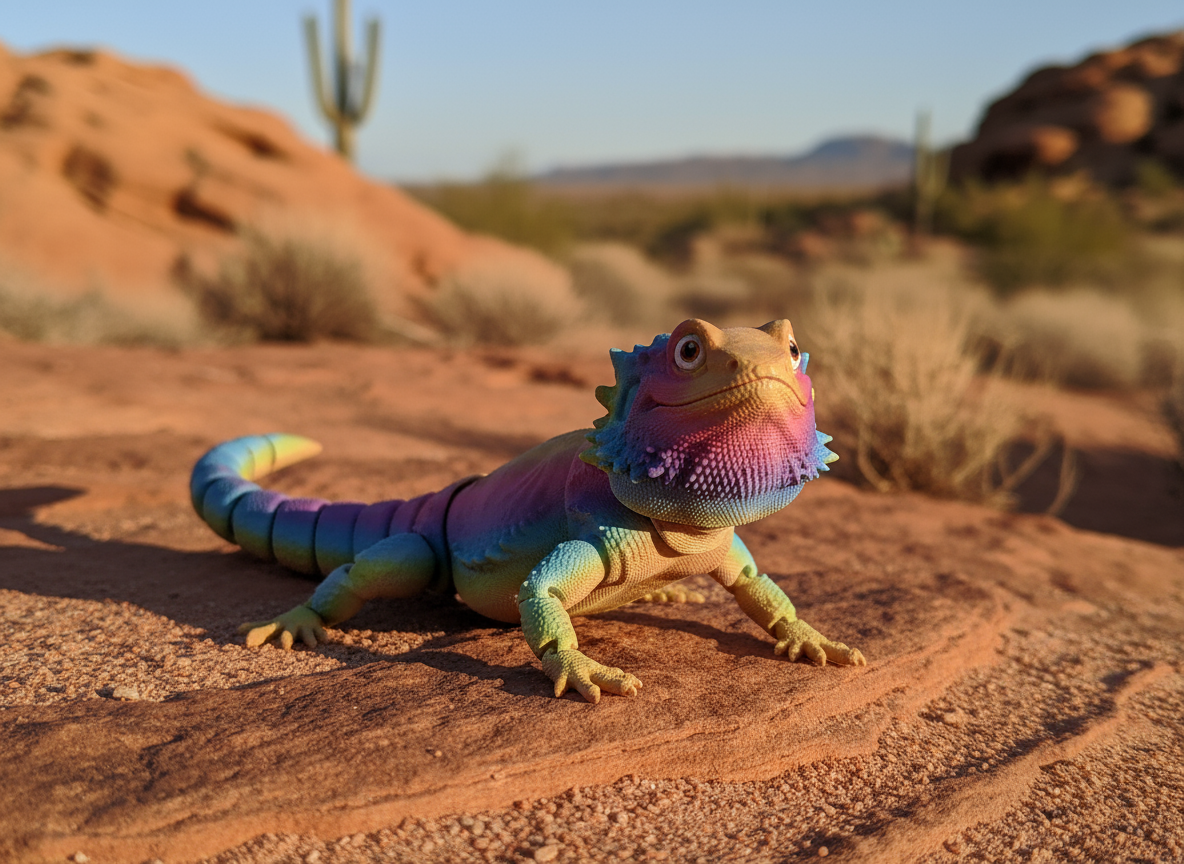 Large Bearded Dragon in natural desert setting