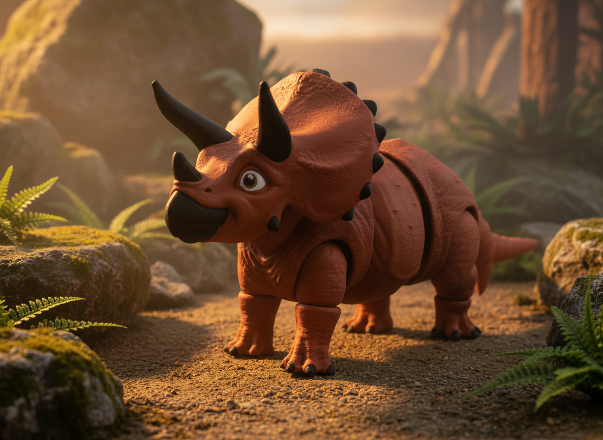 Large Triceratops in prehistoric setting